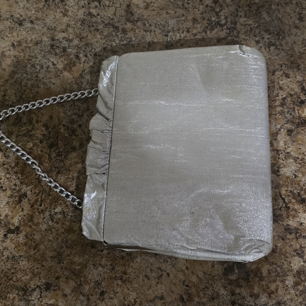 Chic Silver Chain Strap Clutch